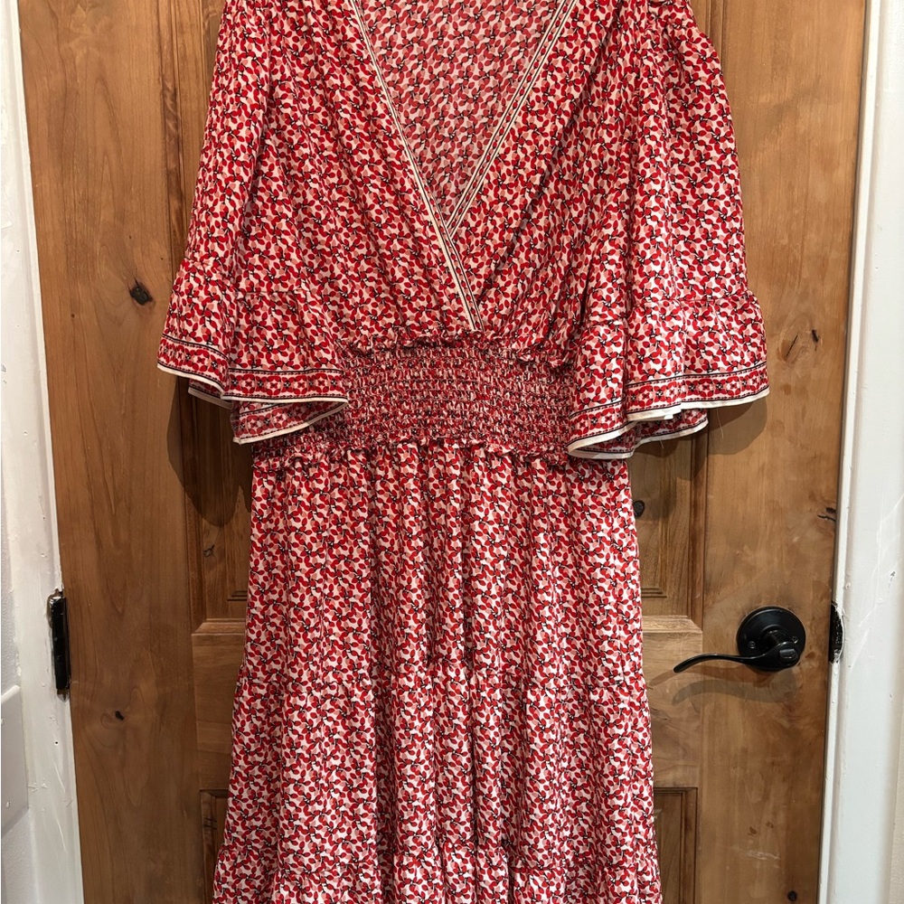 Max Studio Red And White Patterned Long Sleeve Dr… - image 1